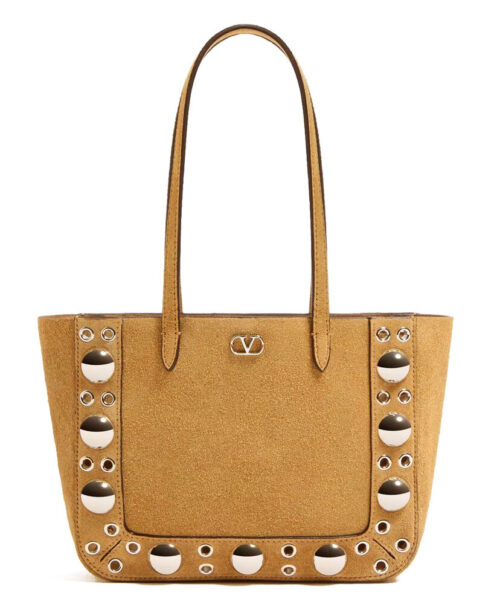 Valentino Garavani Nellcote Mini Suede Shopping Bag Coffee